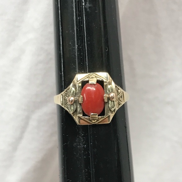 Antique Art Deco 10K Gold Setting Flowers Filigree Decoration Setting Ring 6.25 - Picture 9 of 14